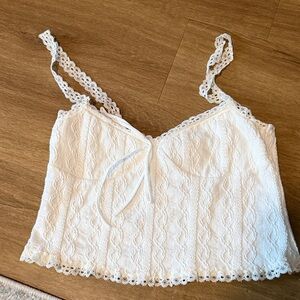 Edikted White Lace Trimmed Women's Top